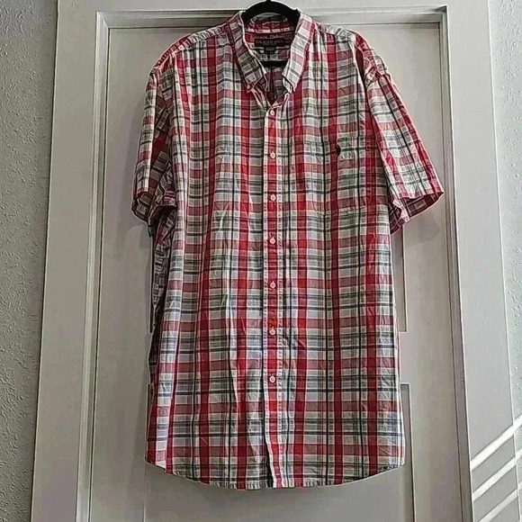 U.S. Polo Assn. Red, blue, white, yellow button up size 4XLT - Picture 1 of 6